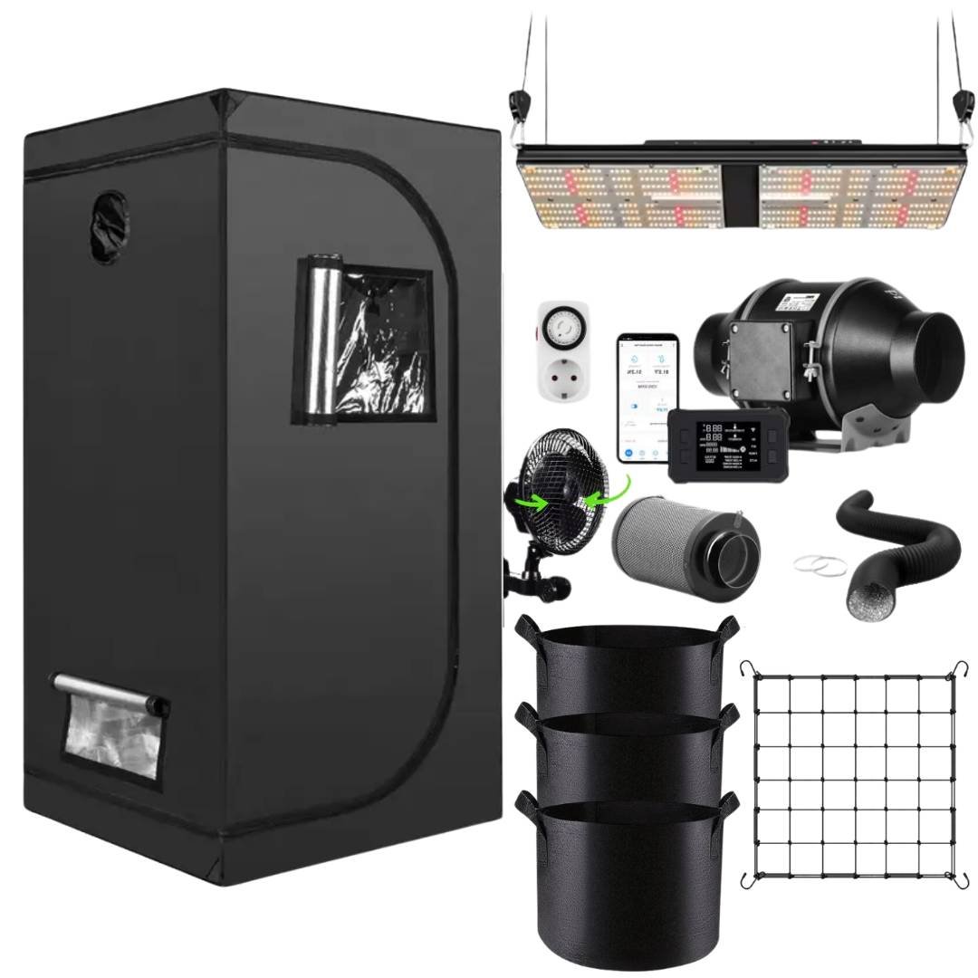 Growbox Komplettset 80x80x160 – 120W PRO LED Starter Edition