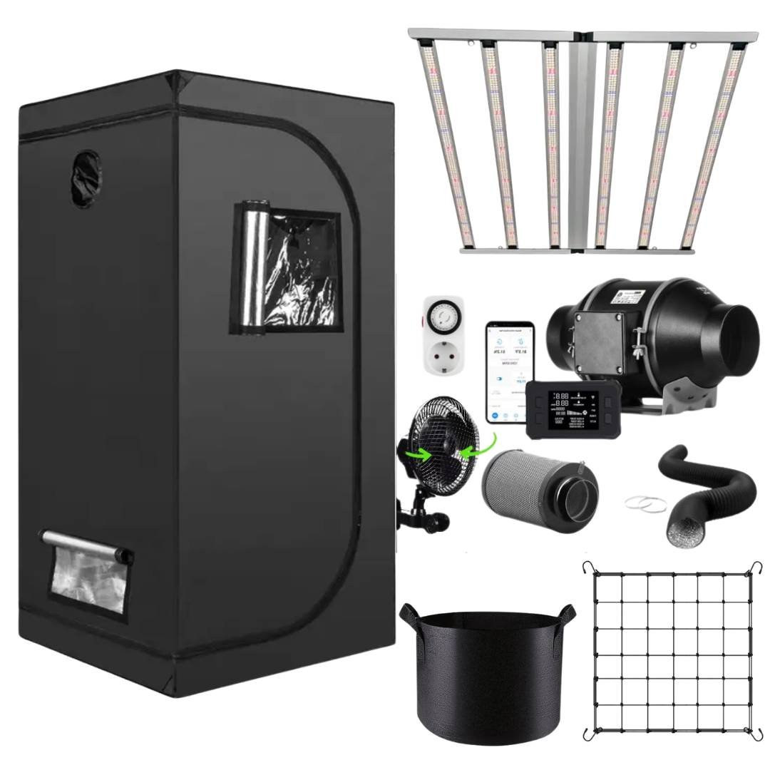 Growbox Komplettset 120x120x200 – 640W LED Bar Starter Edition