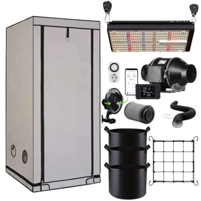 Growbox Komplettset 80x80x180 – 120W LED White Starter Edition