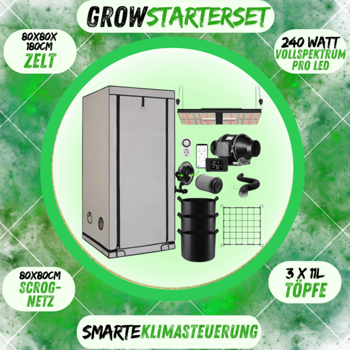Grow KomplettsetGrow Komplettset Growbox Komplettset 80x80x180 – 240W LED White Pro Edition
