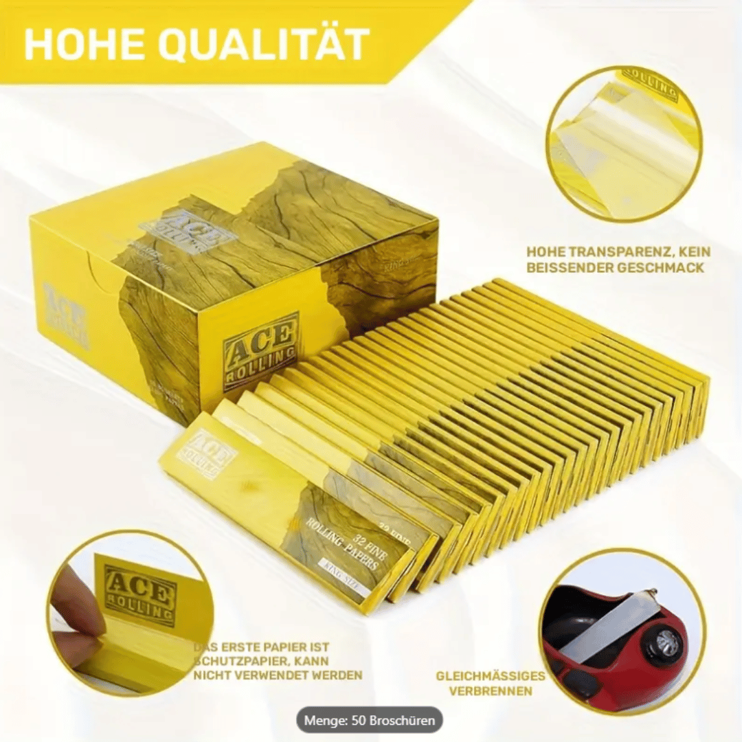 ACE Rolling – King Size Fine Rolling Papers | Ultradünne Papierblättchen