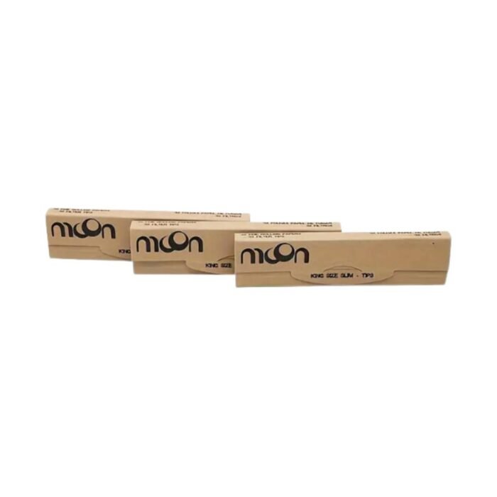 Moon King Size Slim + Tips – Unbleached Rolling Papers (32 Blatt)