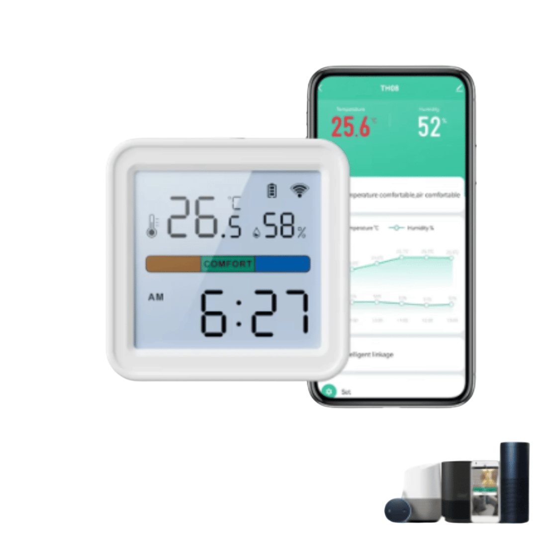 Tuya WiFi Temperatur Feuchtigkeitssensor – Hygrometer mit Rückbeleuchtung Bluetooth Thermometer & Hygrometer mit LCD