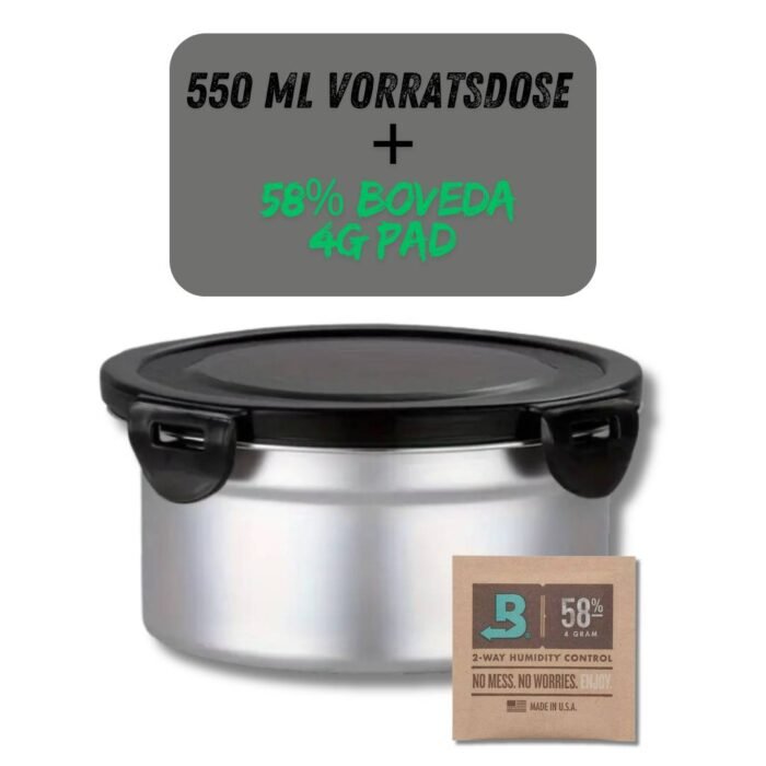 Edelstahl Vorratsbox 550 ml+Boveda 58%